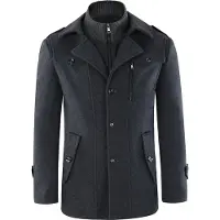 Allthemen Heren Wollen jas met opstaande kraag - Slim Fit Winter Warm Jasje - S
