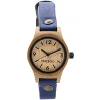 TimeBoo horloge Small | Bamboe houten horloge | dames - leer - Blue