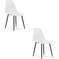 Hobby Hall Set van 2 Stoelen WAT – Wit, Zwarte Metalen Poten, Kunststof Zitting – Modern en Ergonomisch – Geschikt voor Eetkamer, Woonkamer, Keuken, Thuiswerkplek, Kantine en Wachtruimte – Eenvoudige Montage