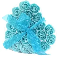 Joy of Balance Zeep Bloemen - Blauwe Rozen - 24 stuks - Hartvormige Cadeauverpakking