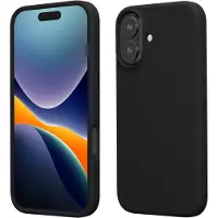 Kwmobile telefoonhoesje geschikt voor Apple iPhone 16 - Hoesje met siliconen coating - Smartphone case in zwart
