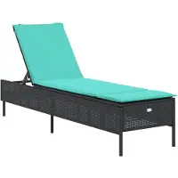 vidaXL Ligstoel met kussen, zwart polyrotan