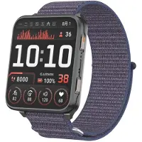Strap-it Nylon bandje 24mm met klittenbandsluiting - geschikt voor de grote Garmin Venu X1 (donkerblauw)