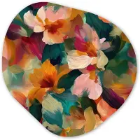 MuchoWow Organische wanddecoratie 40x40 cm - Organisch schilderij Harmonieus - Abstracte bloemen - Warme tinten - Muurdecoratie woonkamer - Kamer decoratie - Schilderijen - Muurcirkel aesthetic