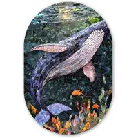 MuchoWow Muurovaal 40x60 cm - Ovale wanddecoratie Mozaïek - Walvis - Koraal - Water - Ovalen schilderij - Muurdecoratie woonkamer - Kamer decoratie - Schilderijen - Wandcirkel