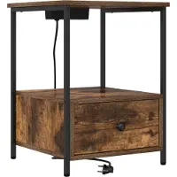vidaXL Nachtkastje Rook Eiken 42 x 41 x 56 cm Bewerkt hout