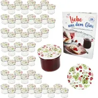 MamboCat 50-delige set sturzglas 125 ml jamglas inmaakglas weckglas To 66 bosbessen deksel incl. Diamant-suiker Gelierzauber receptenboek