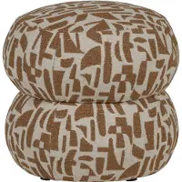 Woood Anic Poef - Polyester - Grafisch Patroon - Bruin - 40x43x43