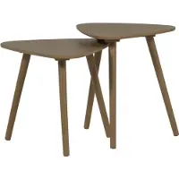 Woood Nila Bijzettafels - Hout - Mud - Set van 2