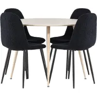 Ebuy24 Plaza eethoek tafel Ø100cm en 4 teddy stoelen whitewash.