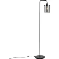 QAZQA Design vloerlamp zwart met smoke glas - Domo