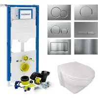 Geberit UP320 Set72 Sanindusa Plus Wandtoilet Verhoogd Rimless Softclose met Sigma Drukplaat Wit