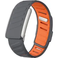 Strap-it Sport siliconen bandje met druksluiting - geschikt voor Whoop 5.0 (donkergrijs/oranje)