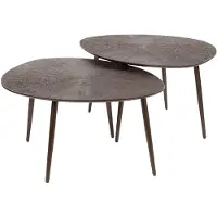 AnLi Style Salontafel set/2 Brown Ray Metal leaf