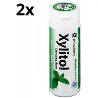 Miradent Xylitol Kauwgom | Groene Munt | 2 x 30 stuks | Voordeelverpakking