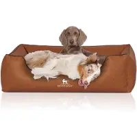 Knuffelwuff Hondenbed Henderson van kunstleer XXL 120 x 85cm roestkleurig