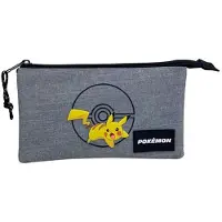 Toybags Pikachu Pokemon Triple Potloodetui Grijs Man