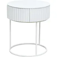 En.casa Bijzettafel Rill rond met lade 46x40 cm wit []