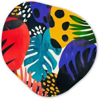 MuchoWow Organische wanddecoratie 90x90 cm - Organisch schilderij Bladeren - Vormen - Abstract - Kleurrijk - Muurdecoratie woonkamer - Kamer decoratie - Schilderijen - Muurcirkel aesthetic