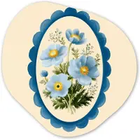 MuchoWow Organische wanddecoratie 40x40 cm - Organisch schilderij Lijst - Bloemen - Lichtblauw - Illustratie - Muurdecoratie woonkamer - Kamer decoratie - Schilderijen - Muurcirkel aesthetic