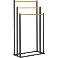 H&S Handdoekrek 45x23x85 cm Metaal/Bamboe/Zwart