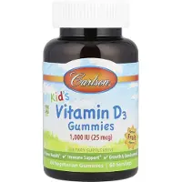 Carlson Labs - Vitamine D3 Gummies voor Kinderen, 1000 IE Natuurlijke Fruitsmaak - 60 Gummies