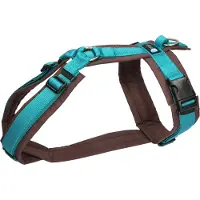 AnnyX Hondentuig - FUN - Speurtuig - Turquoise/Bruin - maat S - Borstomvang 52-64cm - Gewicht hond 9 -19 kg