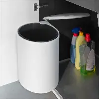Emuca Afvalbak 13 Liter – Inbouw Prullenbak Ø33.5 cm – Uitdraaibare Afvalemmer – Geschikt voor deurbreedte 40 cm, inbouwdiepte 30 cm & Kasthoogte 45 cm - Wit