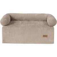 By Cee Cee Origineel Hondendeken Bank – Hondenkleed Bank - Hondenmand - Premium - Volledig Afritsbaar - Ribstof - Mokka Taupe - 120x90 - Maat L