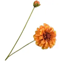 Silk-ka Kunstbloem-Zijde Bloemen -Kunsttak Zinnia Tak Geel-Oranje 62 cm