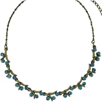 Behave – Choker ketting – Vintage goudkleur met petrol blauwe kristallen – Fijn takjes design – Verstelbaar – Elegant dames sieraad