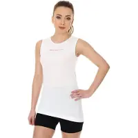 Brubeck Dames Sportkleding - 3D PRO Hardloopshirt / Sportshirt Mouwloos - Naadloos - Wit-XL