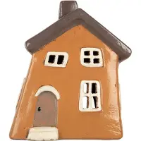 Clayre & Eef Waxinelichthouder Huis 18x13x20 cm Oranje Keramiek