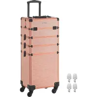 Songmics 4-in-1 afsluitbare make-upkoffer, Champagne-goud