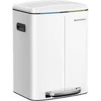 Songmics Vuilnisbak van 40L met 2 compartimenten, Wit