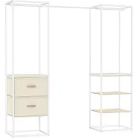Songmics Kledingrek met 2 lades en 4 planken, Natuurlijk beige