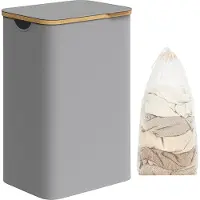 Songmics Wasmand met deksel, Duif grijs / 90L (42 x 32 x 70,5 cm)
