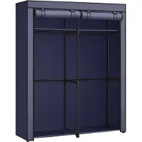 Songmics Opvouwbare kledingkast met 2 kledingroedes, Donkerblauw