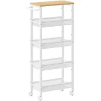 Vasagle Trolley 5 niveaus smal vintage bruin-zwart, Eiken + Wit