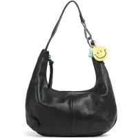 Fredsbruder Leren Schoudertas Take A Smile Midi Hobo Bag Black Zwart