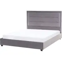 Beliani ROUEN - Tweepersoonsbed - Donkergrijs - 140 x 200 cm - Fluweel
