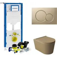 Salenzi Geberit up320 toiletset compleet | inbouwreservoir | wandcloset civita mat taupe | drukplaat