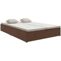 Syfax Ligbed met kussens converteerbaar poly rattan bruin
