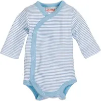 Playshoes Romper wrap body - Wit licht blauw gestreept