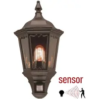 ELSTEAD Wandlamp buiten met bewegingssensor Medstead, zwart, metaal, Antiek