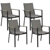 Beliani BUSSETO - Tuinstoel set van 4 - Zwart - Aluminium