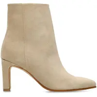 Manfield Beige suède enkellaarsjes met hak | Maat 41