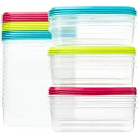 Karma Set van 24 voedselcontainers 700 ml, kunststof containers voor levensmiddelen, BPA-vrij, magnetronbestendig, vaatwasmachinebestendig, vriesvak, container met deksel, gemaakt in Spanje