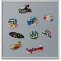 Tulup Magneetbord met Zilveren Frame - Grijs Magneetbord Met Effen Achtergrond - 50 cm x 50 cm - Grijze kleur - Magnetisch Wandbord - Magnetisch Bord Kindvriendelijk - Memobord Magnetisch