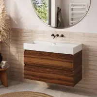 Plieger Fontana badkamermeubel 100cm walnoot met Kansas wastafel mat wit zonder kraangat